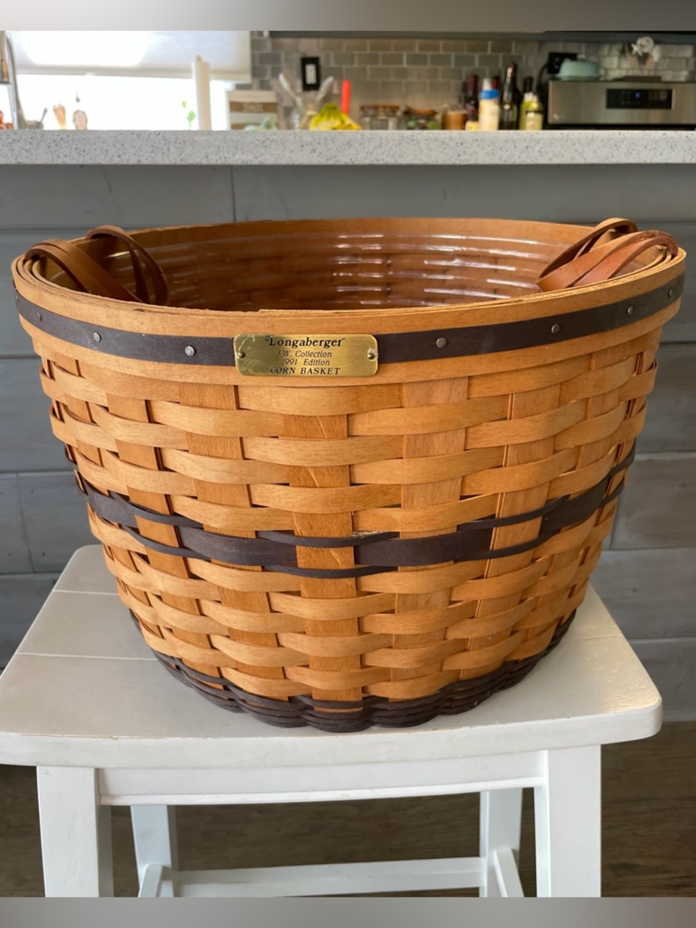 Longaberger 1991 JW Collection Corn Basket Large Full Size with Protector